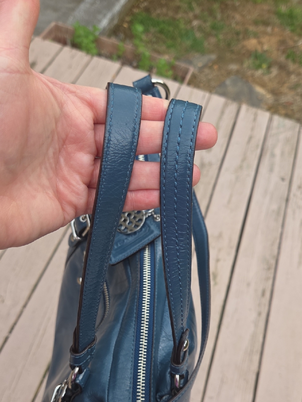 Coach Alexandria 15273 2010 Blue Patent Leather Crossbody $359 Retail. GUC - Picture 7 of 16